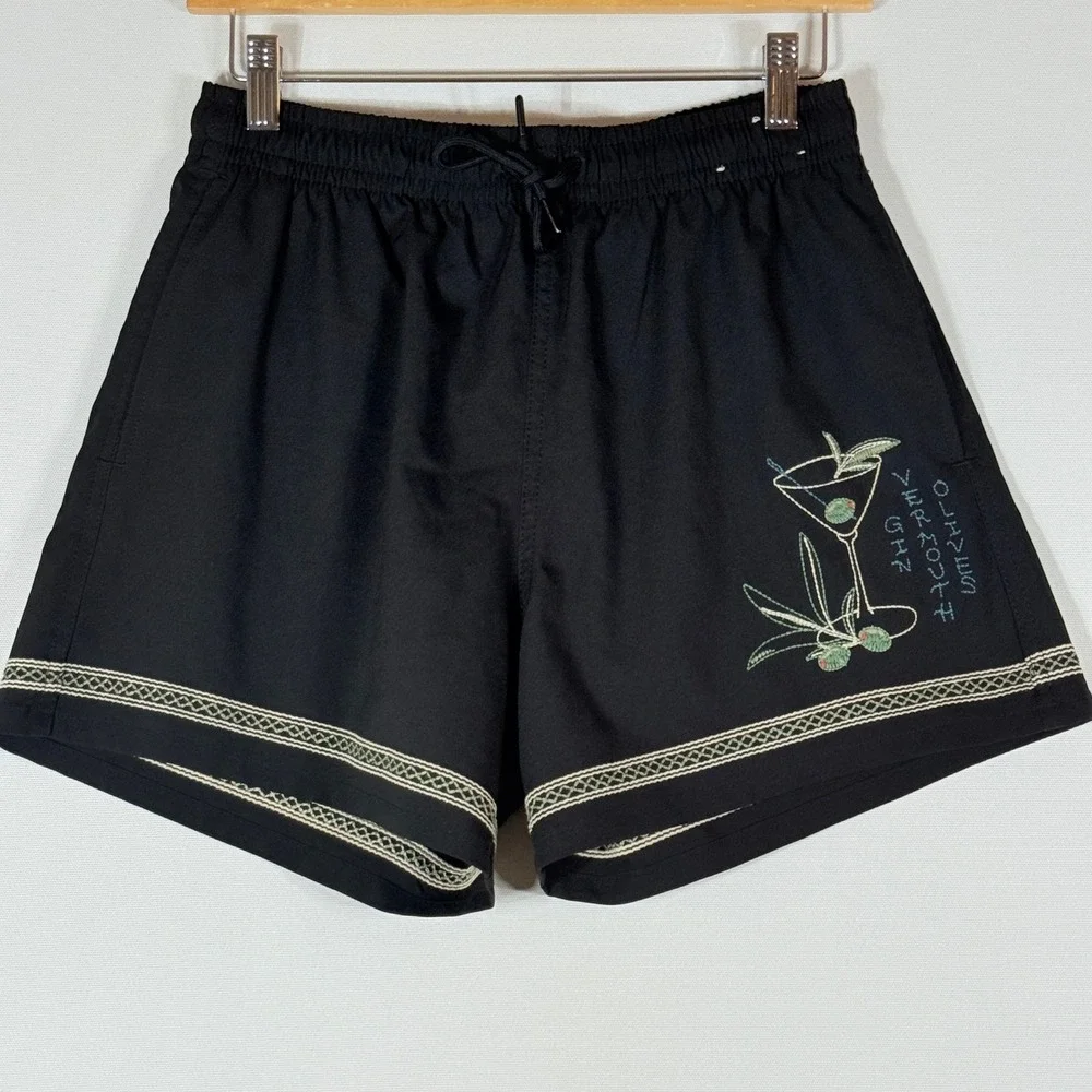 Abercrombie & Fitch Mens XS Black Shorts Swim Martini Olive Vacation‎ Whimsical